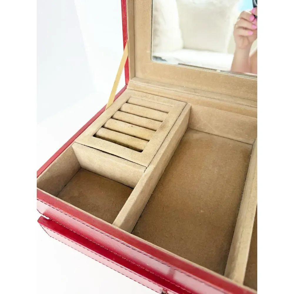 William Sheppe Leather Jewelry Box Case Brown Red Classic